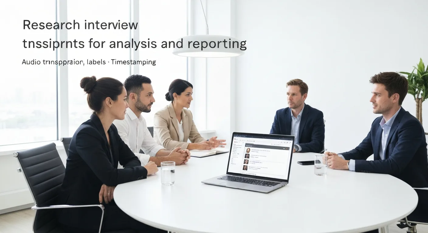 Research interview transcripts for analysis and reporting